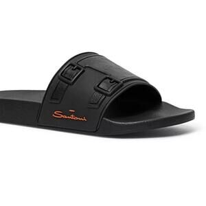 NIB Santoni Men's Edison-Tpun01 Slip On Pool Slide Sandals US 12 Black